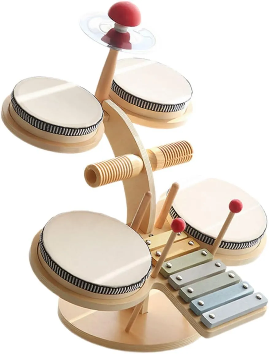 1 Set Educational Drum Set for Musical Instrument Safe and Design for Early Learning and Fun Playtime Activities