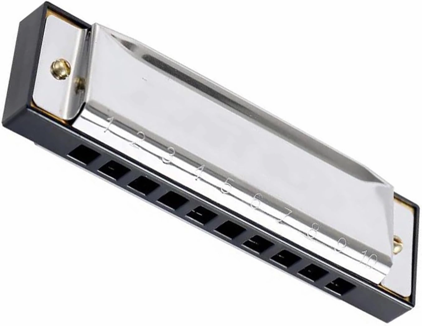 10 Hole Full-tone Oral Stainless Steel Lid C Major Silver Exquisite Musical Instrument Harmonica Set