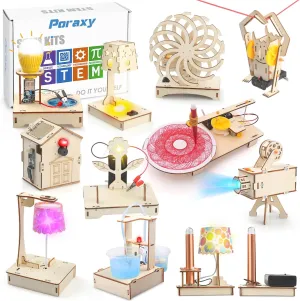 11 Set STEM Kits for Kids 8-10-12, Toys for Ages 8-13, Gifts for 8 9 10 11 12 13 Year Old Boys and Girls, Wooden 3D Puzzles, STEM Projects, Science Educational Crafts Building Kits