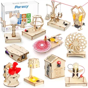 11 Set STEM Science Kits for Kids 8-10-12, Toys for Ages 8-13, Gifts for 8 9 10 11 12 13 Year Old Boys and Girls, Wooden 3D Puzzles, Educational Projects, Crafts Building Kits
