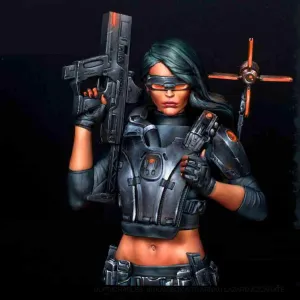 1/10 Resin Bust Character Bust Model Science Fiction Theme Mechanical Female Warrior die-Casting Model kit //N16359(Unassembled and unpainted)