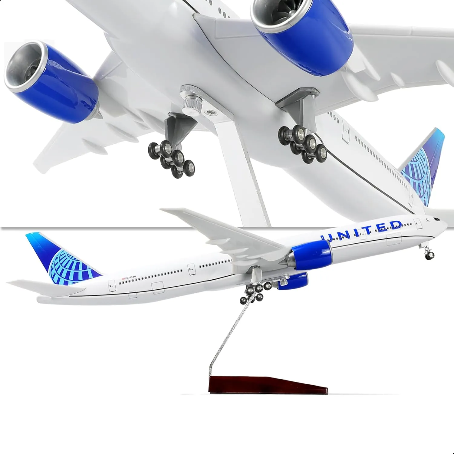 1/150 Boeing 777-300ER United 18.5 inchs Large Model Diecast Airplane Model Kits with Stand Airlines Model Display Collectible for Aviation Enthusiast Gift