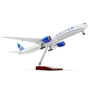 1/150 Boeing 777-300ER United 18.5 inchs Large Model Diecast Airplane Model Kits with Stand Airlines Model Display Collectible for Aviation Enthusiast Gift