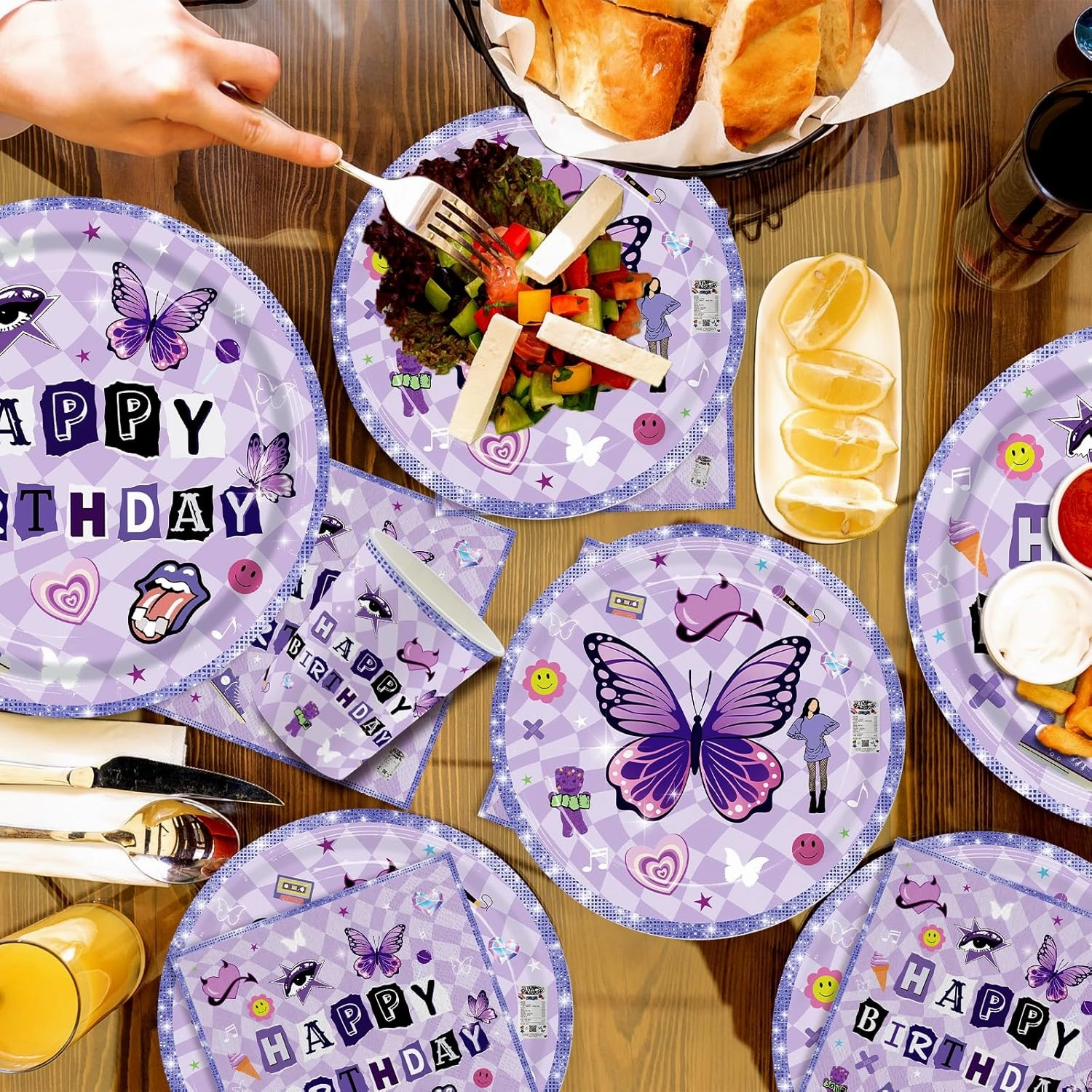 168pcs Music Birthday Party Supplies Paper Plates Napkins Paper Cups Musical Disposable Tableware Set for Girls Birthday Party Decor Serve 24