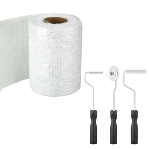 1708 Fiberglass Cloth Roll 6" Wide by 360" Mat Material Roll with 3 Roller Tools Kit Fiberglass Filler Sheet for Boat Tub Shower Repair