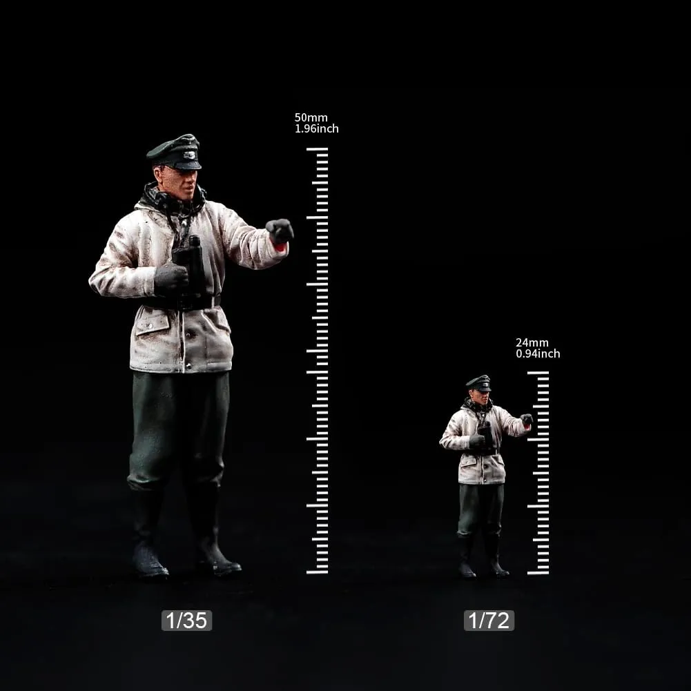 1:72 Scale WWII Making Old Painting Miniatures People Figurine Tiny People Resin Diorama Action Figure for Tank Vehicles Model (Commander)