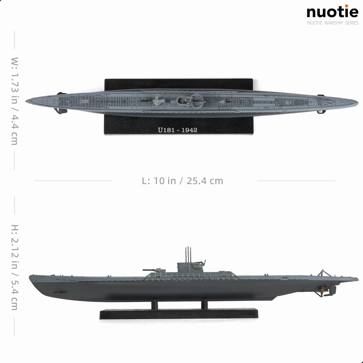 1/350 U-181-1942 WWII German Kriegsmarine Submarine Battleship Model Type IXD2 U-Boat Miniature Warld War II Alloy Metal Diecast Military Model with Display Stand Collection Gift for Adult