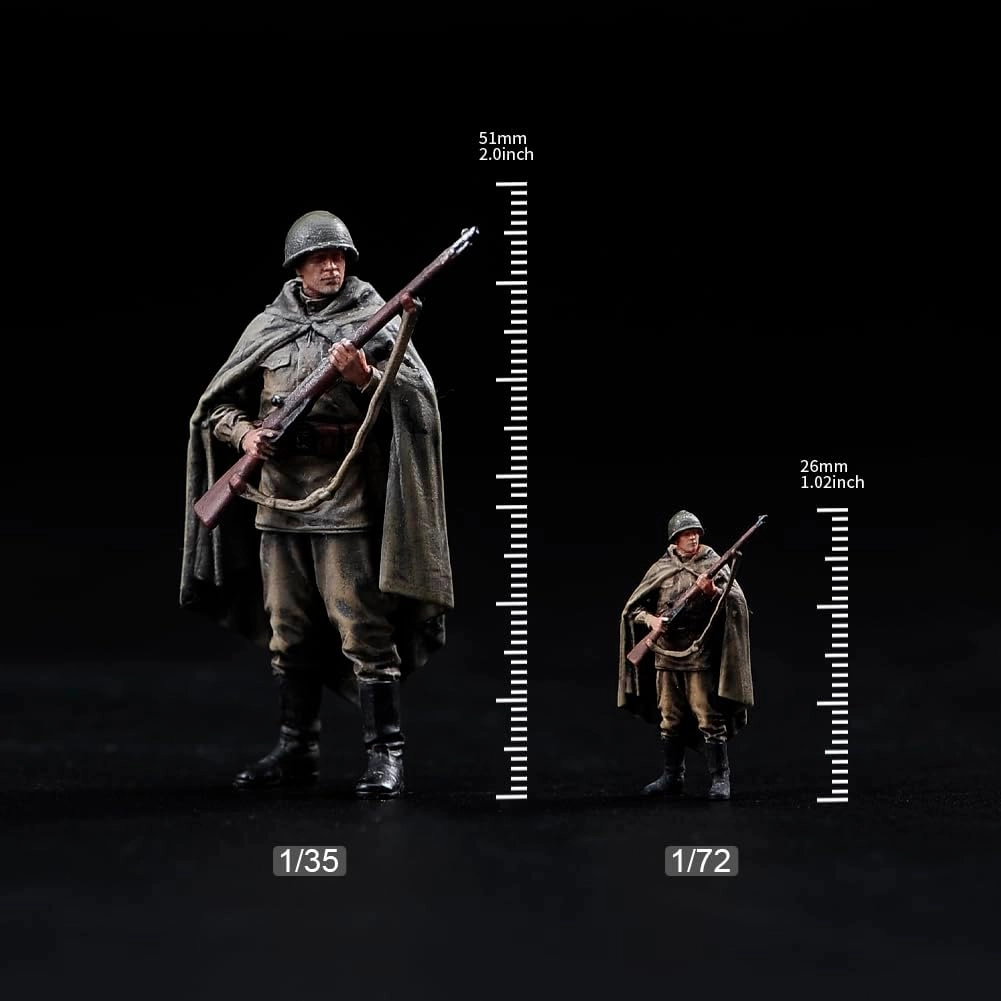 1:35 Scale WWII Making Old Painting Miniatures People Figurine Tiny People Resin Diorama Action Figure for Tank Vehicles Model (Soviet Reconnaissance Forces)