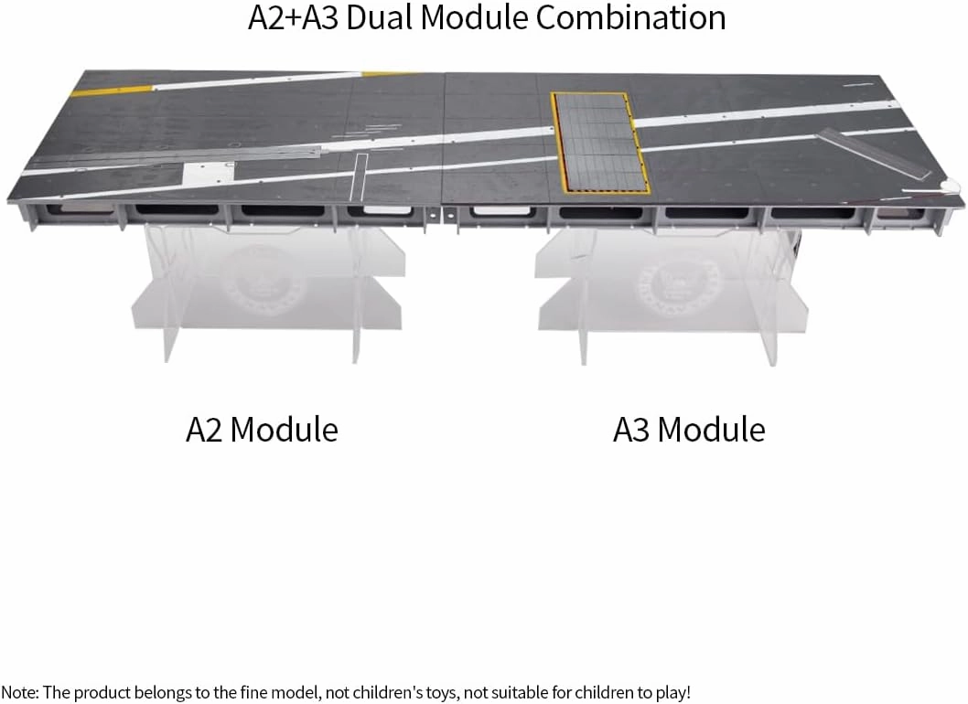 1/72 Nimitz-Class Aircraft Carrier Deck Model Kit, A2 A3 Module Catapult 3 Track Initial Section with Acrylic Stand, Miniaturized Military Scenario Model Decor Birthday Gift
