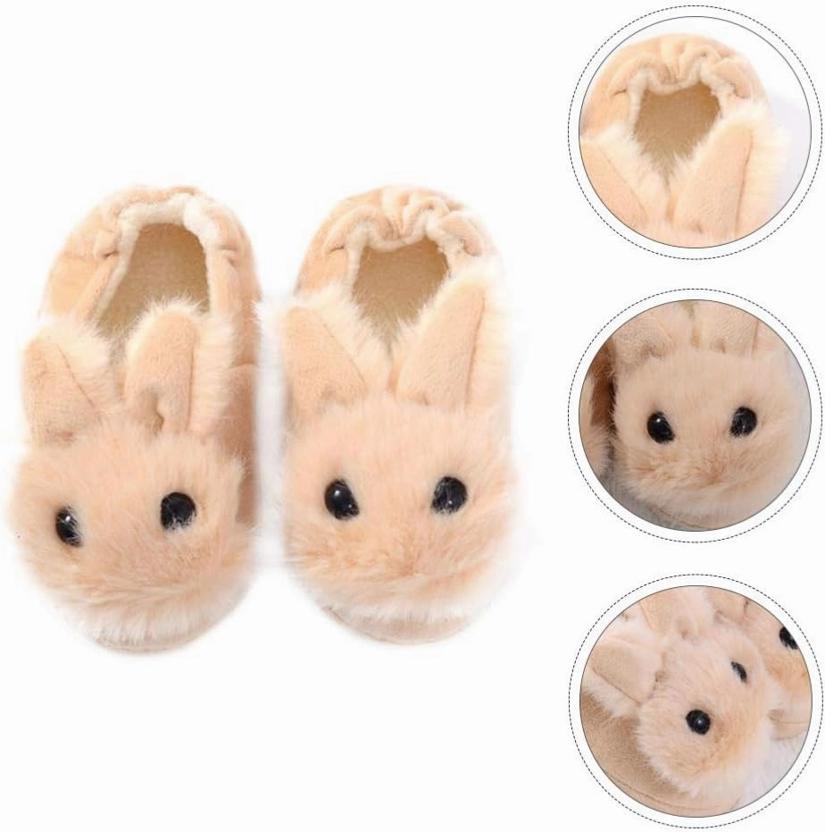 1 Pair Plush Rabbit Winter Warm Slippers Kids Non Slip House Slippers Cute Rabbit Ears Indoor Slippers