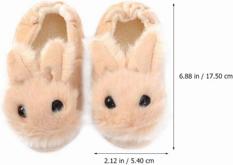 1 Pair Plush Rabbit Winter Warm Slippers Kids Non Slip House Slippers Cute Rabbit Ears Indoor Slippers