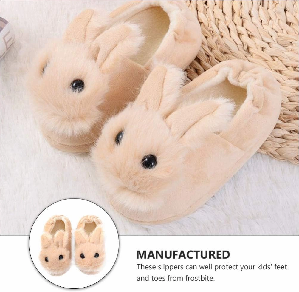 1 Pair Plush Rabbit Winter Warm Slippers Kids Non Slip House Slippers Cute Rabbit Ears Indoor Slippers