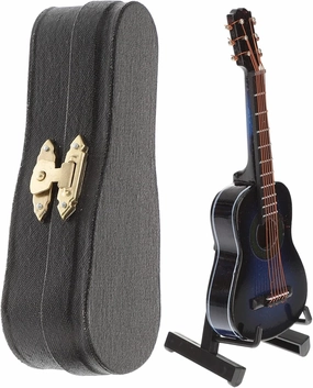 1 Set Guitar Model Models Guitars Musical Decor Miniature Electric Guitar Childrens Toys Mini Guitar Decor Kid Guitar Toy Miniature Decoration Wood Saxophone Gift, 10X3.7CM, Blue
