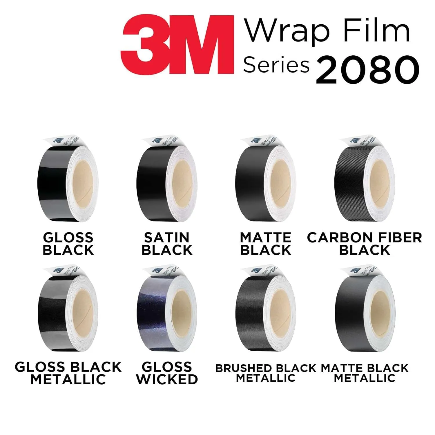 2 inches x 25 Feet Gloss Black 3M 2080 Vinyl Wrap Kit for Black Out Chrome Delete Window Trim Door Trim with Tool Kit