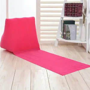 2 Pack Inflatable Beach Mat Lounge Chair Flocking Camping Leisure Lounger with Back Pillow Portable Beach Reclining Lounger Tanning Chair for Lawn Outdoors Camping Picnic Travel ,One Size, Rose Red