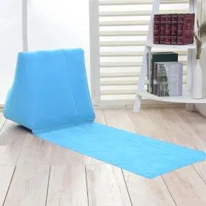 2 Pack Inflatable Beach Mat Lounge Chair with Back Pillow Outdoor Folding Sun Bath Beach Mat Reclining Lounger Portable Flocked Leisure Beach Chair for Camping Lawn Picnic Travel ,One Size, Sky Blue