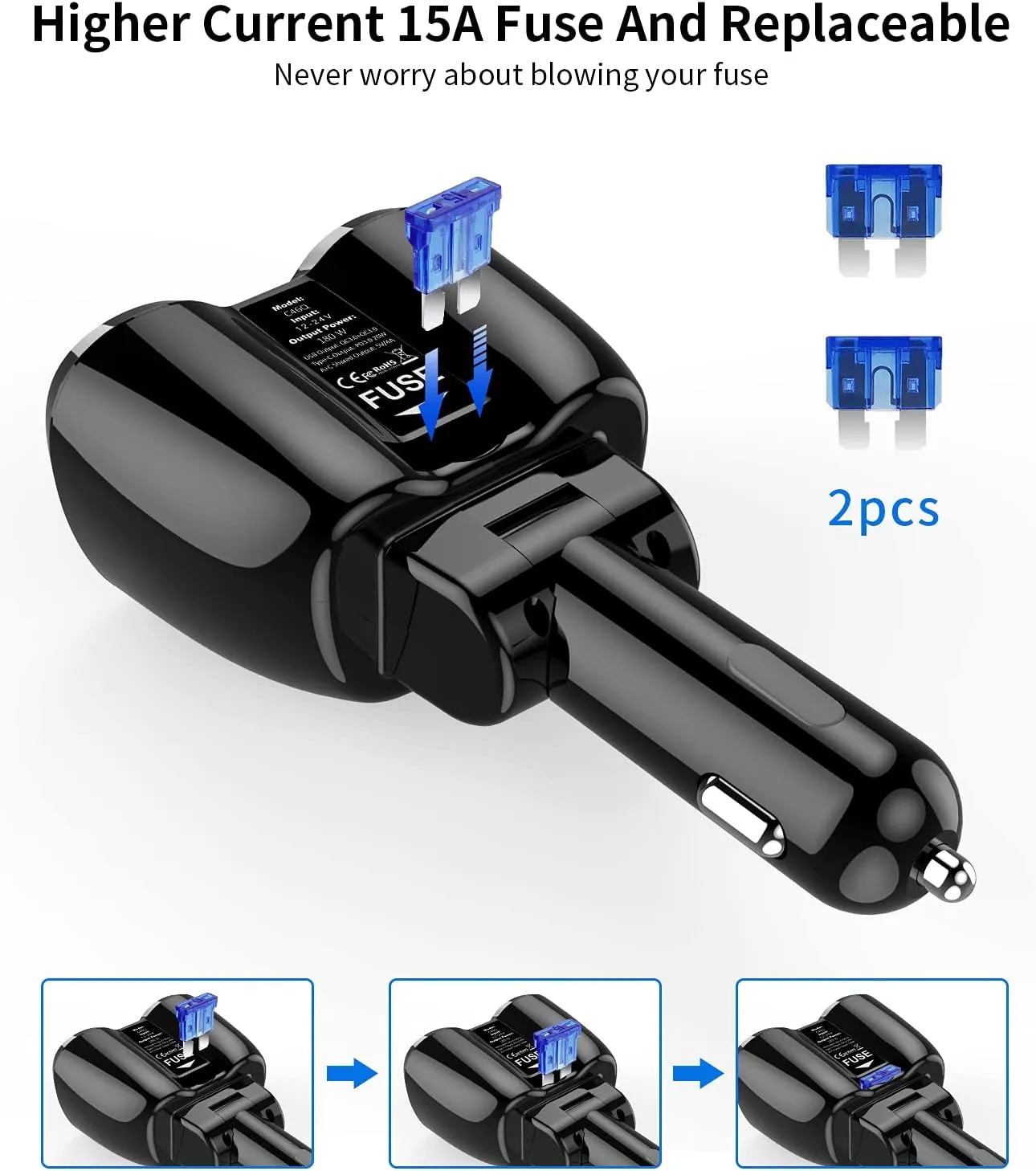 [2025 Upgraded] Cigarette Lighter Splitter, SUPERONE 180W 2-Socket Cigarette Lighter Adapter with Dual QC3.0 and 20W PD USB C Car Charger Splitter for GPS/Dash Cam/Laptop/iPad/iPhone 16/15/14/13/12/11