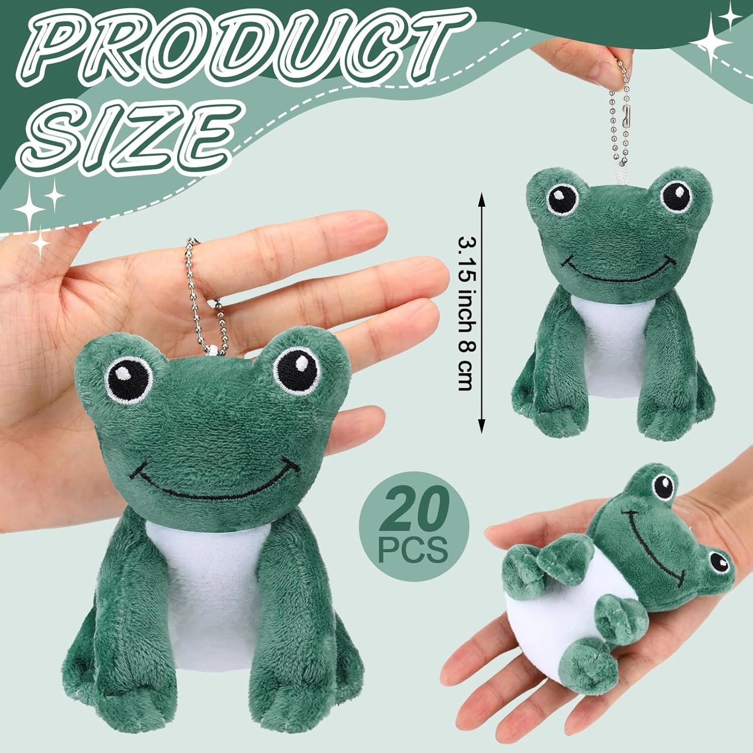 20 Pcs Mini Frogs Plush Keychains Stuffed Animals Bulk Frogs Birthday Party Favors Small Plush Bulk Graduation Gifts Ornament Kawaii Animal Keychains for Baby Shower Birthday Party Woman