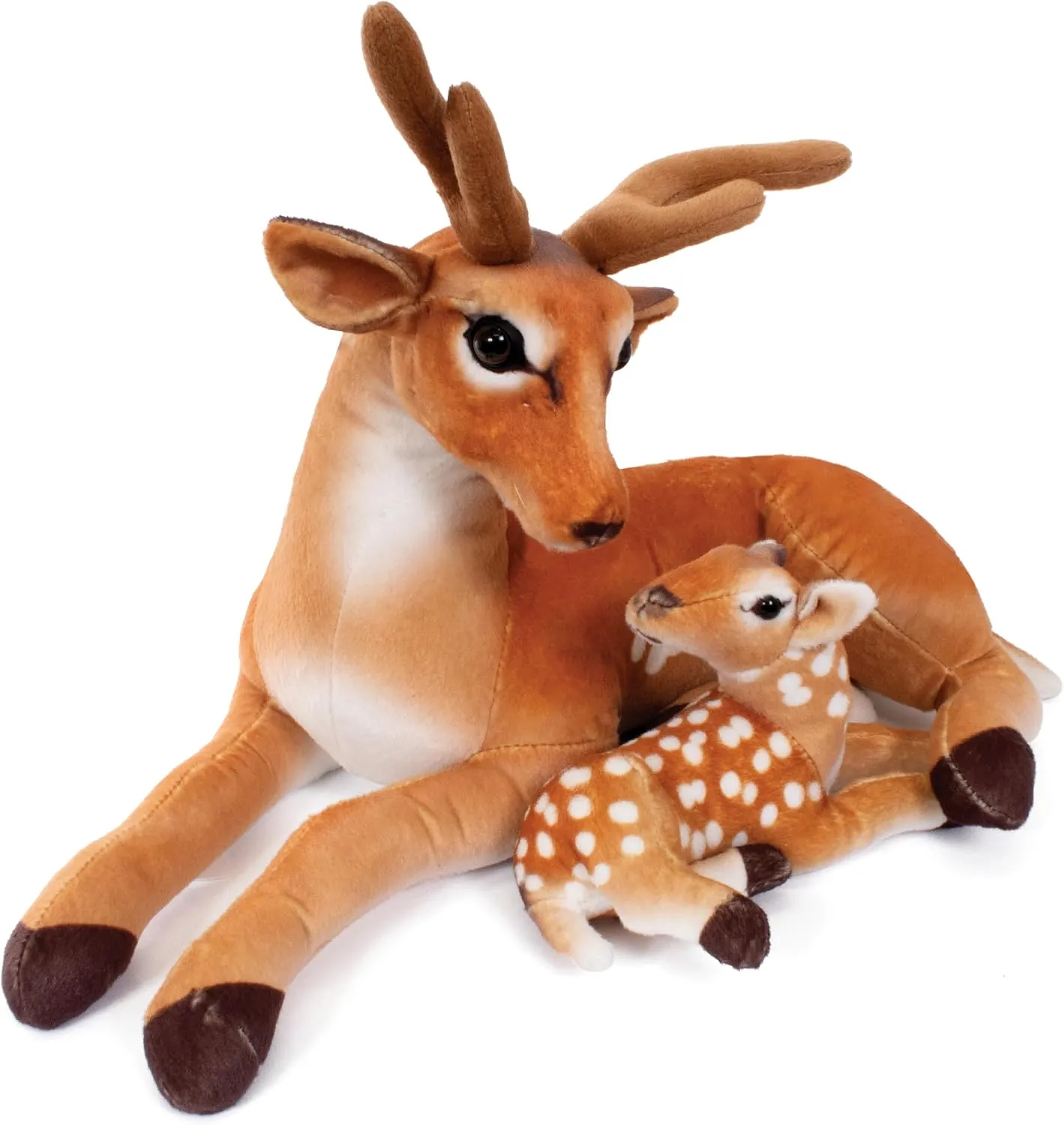 24" Deer & Fawn Stuffed Animal - 2 Feet Long Mama & Baby Stuff Deer Plush, Woodland Nursery Décor Giant Stuffed Animal Toy Deer Décor (Deer & Fawn)