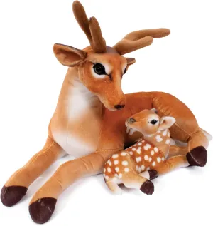 24" Deer & Fawn Stuffed Animal - 2 Feet Long Mama & Baby Stuff Deer Plush, Woodland Nursery Décor Giant Stuffed Animal Toy Deer Décor (Deer & Fawn)