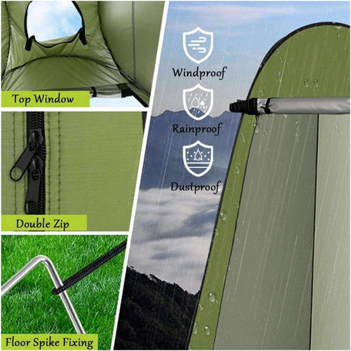 2in1 Foldable Travel Toilet with Weatherproof Tent, Compact Mobile Bathroom Solution for Camping and Road Travel