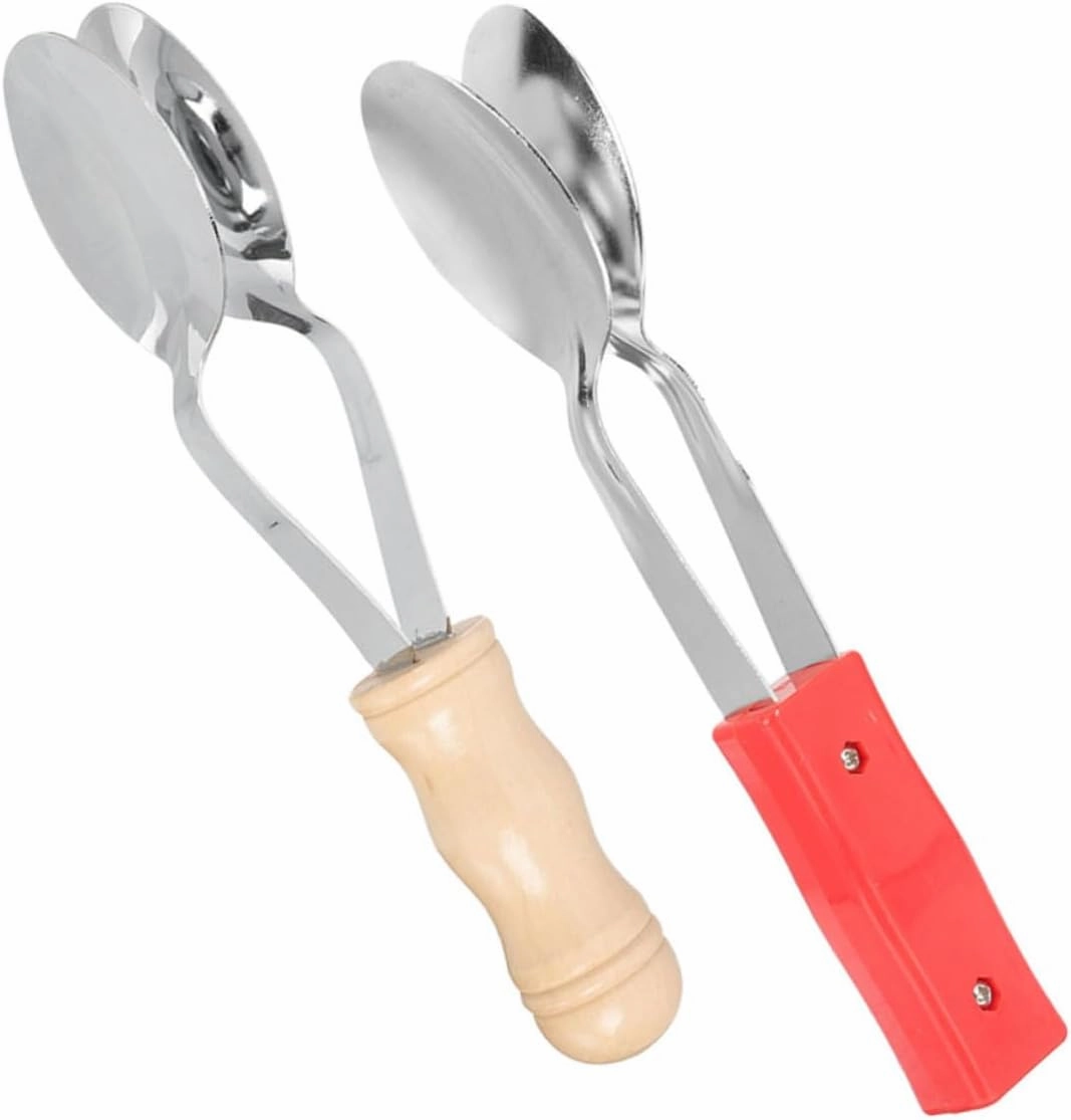 2pcs Traditional Musical Spoon for Boys and Girls Wooden Percussion Spoon Metronome Safe Fun Music Toy