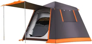 3-4 Person Automatic Camping Tent Instant Tent Easy Setup Two Doors Hiking Tent for Camping Outdoor Mountaineering Travel Easy Set Up (Coffee Color 4) (Coffee Color 3)