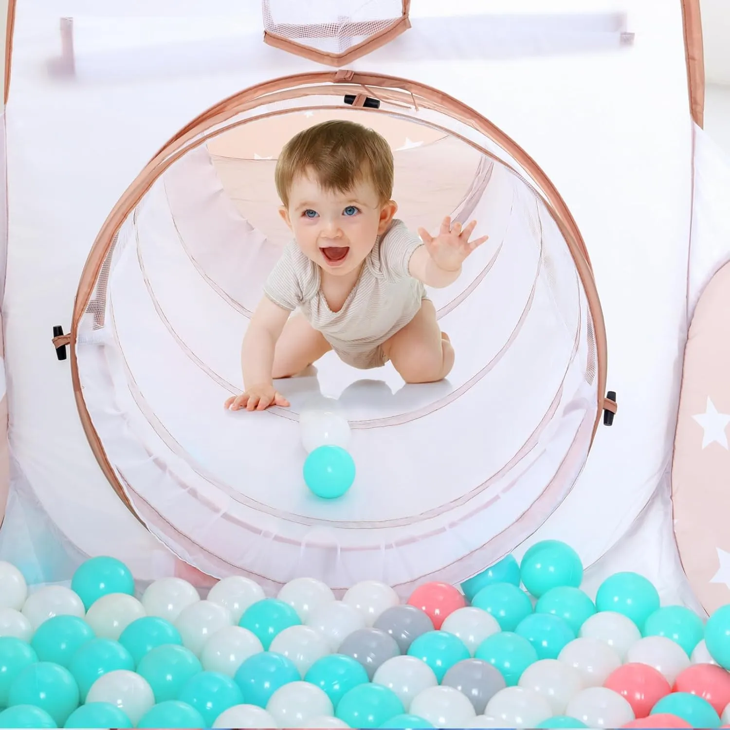 3 in 1 Kids Play Tent: with Baby Ball Pit and Play Tunnel - Children Indoor Outdoor Playhouse with Climbing Tunnel Toy for Toddlers - Boys Girls Birthday Gift for Year Old Child