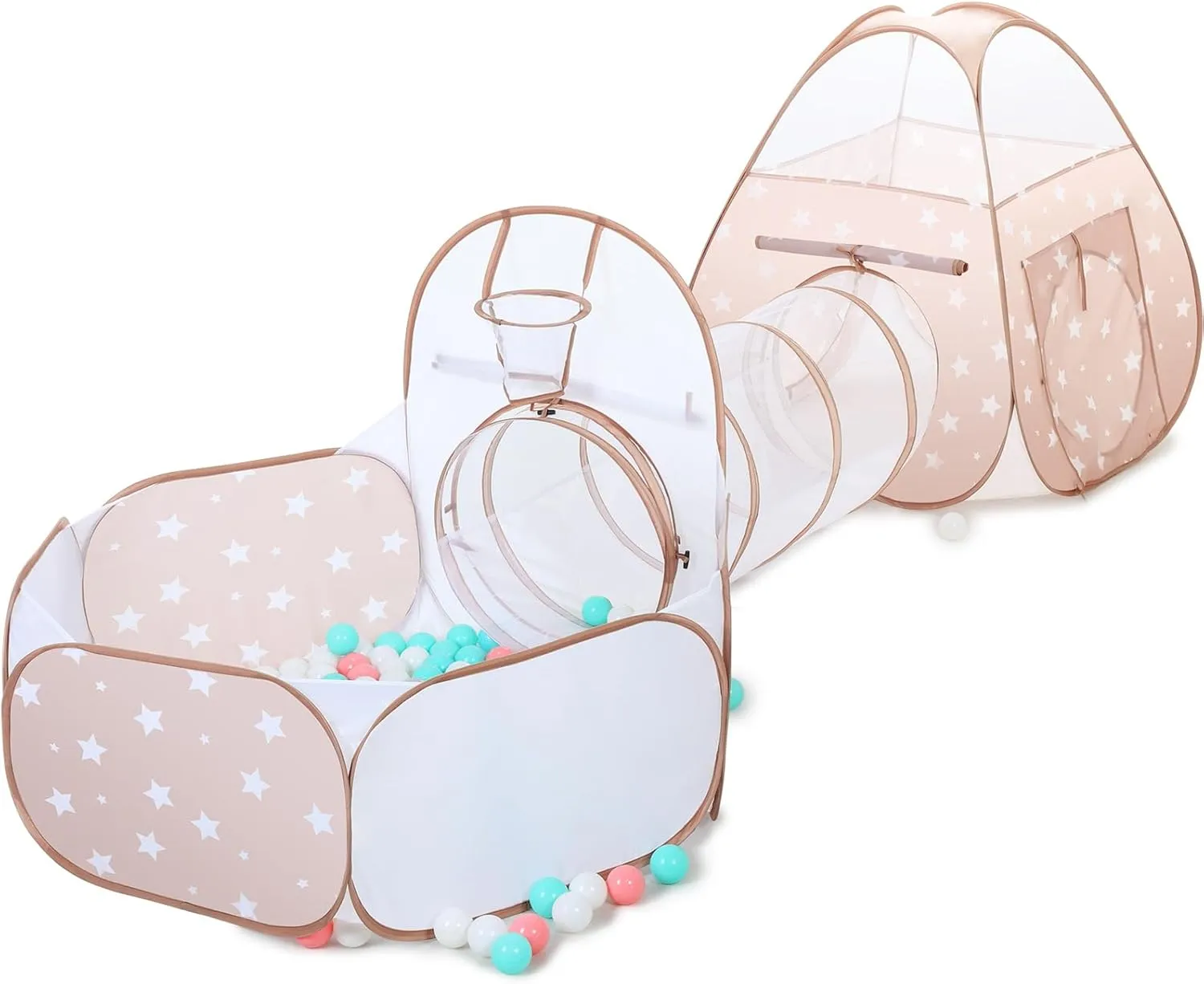 3 in 1 Kids Play Tent: with Baby Ball Pit and Play Tunnel - Children Indoor Outdoor Playhouse with Climbing Tunnel Toy for Toddlers - Boys Girls Birthday Gift for Year Old Child