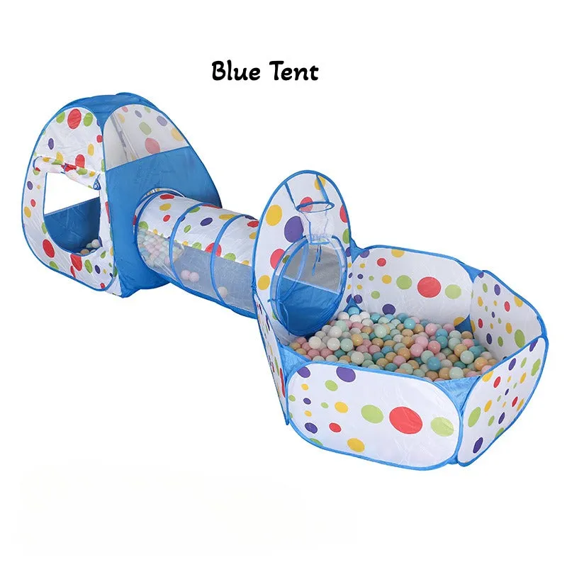 3-in-1 Kids Play Tent With Tunnel and Ball Pit Set - Foldable Indoor/Outdoor