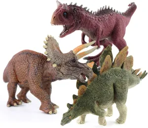 3 PCS Large Dinosaur Model Action Figures Simulation Realistic Carnotaurus Stegosaurus Triceratops Playset Cognitive Toy Party Favors Decor for Kid Boys Girls Toddlers 5 6 7 8 Years Old