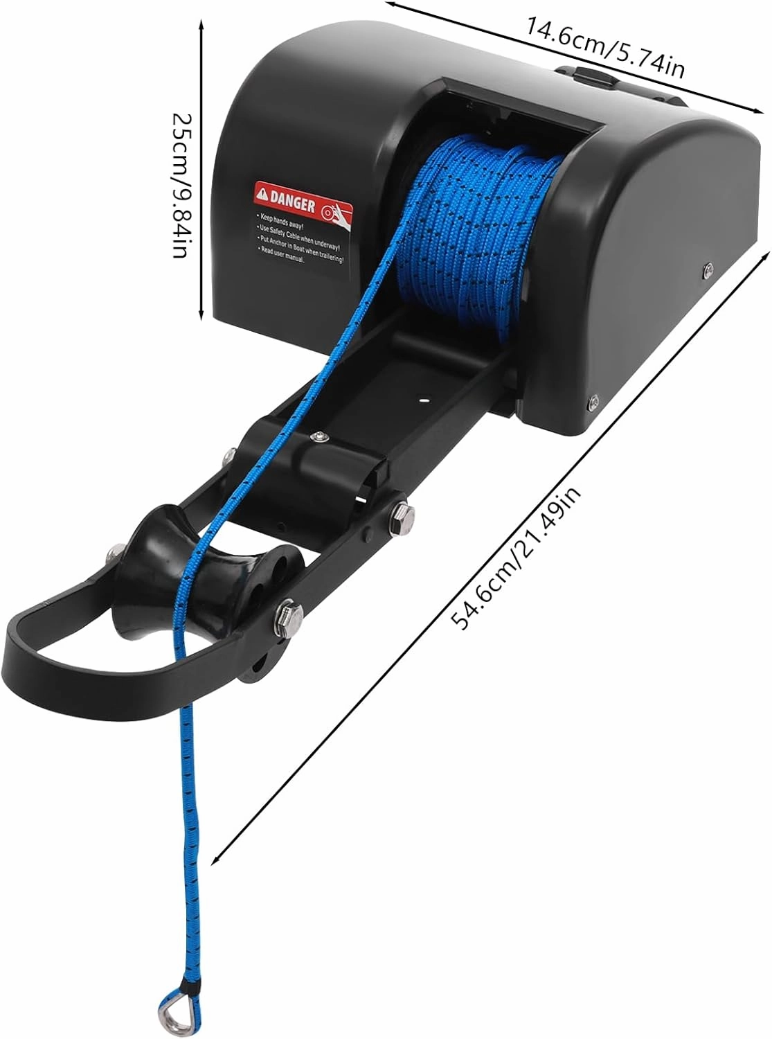35Lbs Electric Anchor Winch, Boat Anchor Winch Kit 12V Boat Anchor Wench with Wireless Remote Control & 100ft Anchor Rope Windlass Anchor System for 24ft Pontoon Boat