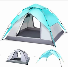 3-in-1 Family Automatic 4-6 Person Pop Up Tent, Festival Pop-Up Tent Beach Shelter Portable Tents Anti UV for Travelling Beach BBQ Park Fishing Instant Sun Shade Shelter Canopy