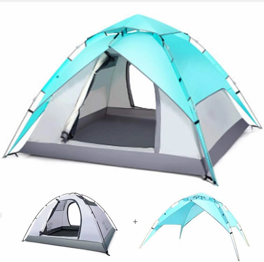 3-in-1 Family Automatic 4-6 Person Pop Up Tent, Festival Pop-Up Tent Beach Shelter Portable Tents Anti UV for Travelling Beach BBQ Park Fishing Instant Sun Shade Shelter Canopy
