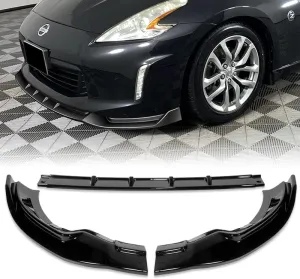 3PCS Front Bumper Lip Kit fit for compatible with 2013-2020 Nissan 370Z, GT-Style Splitter Trim Protection Spoiler, Air-Dam-Chin-Diffuser (Painted Black)
