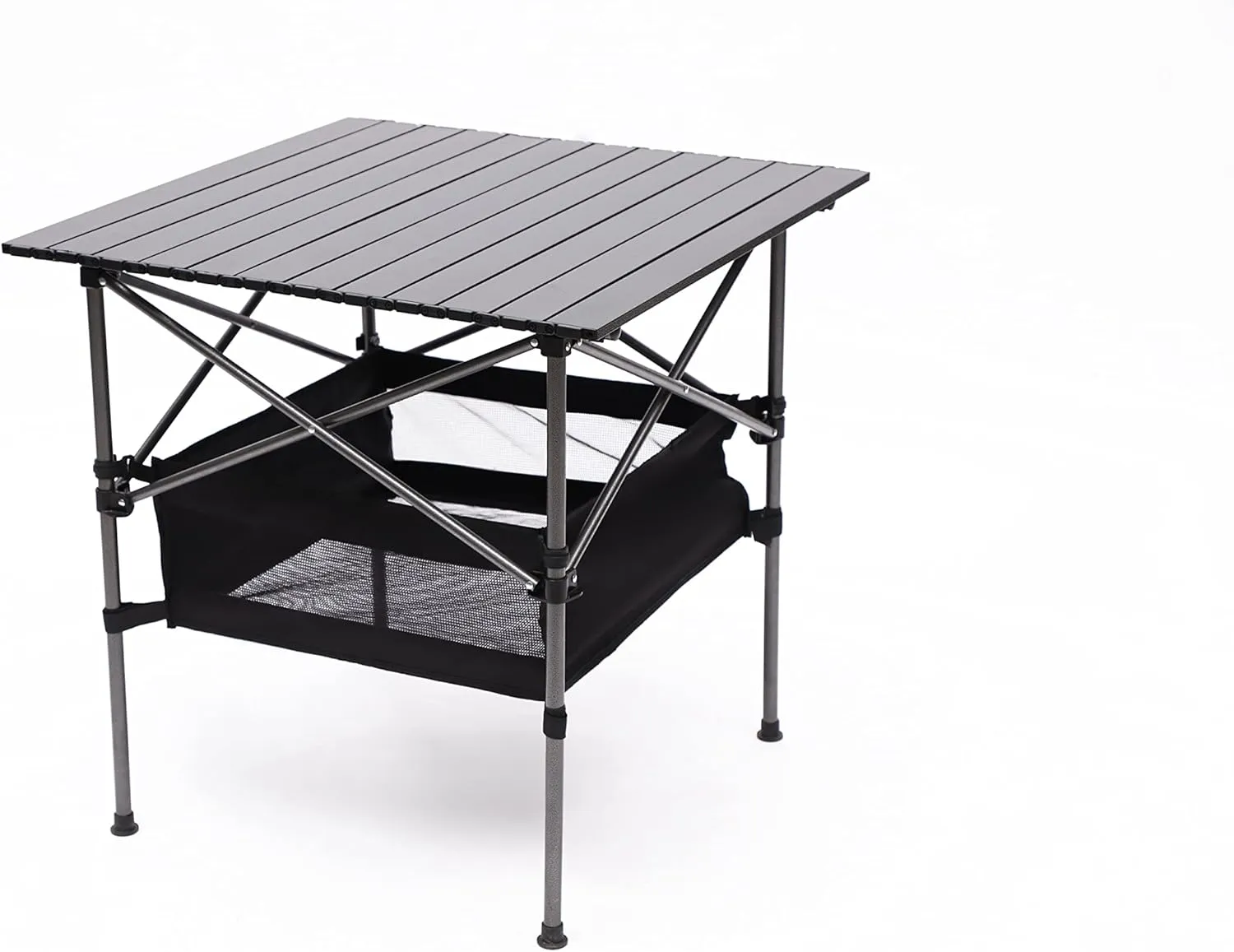 400lb Heavy Duty Folding Table and Chairs Set with Aluminum Roll-Up Table & Oxford Fabric, 3-Piece Outdoor Dining Set for Camping/BBQ/Patio - Compact, Waterproof & Quick Assembly (Black，27.56L)