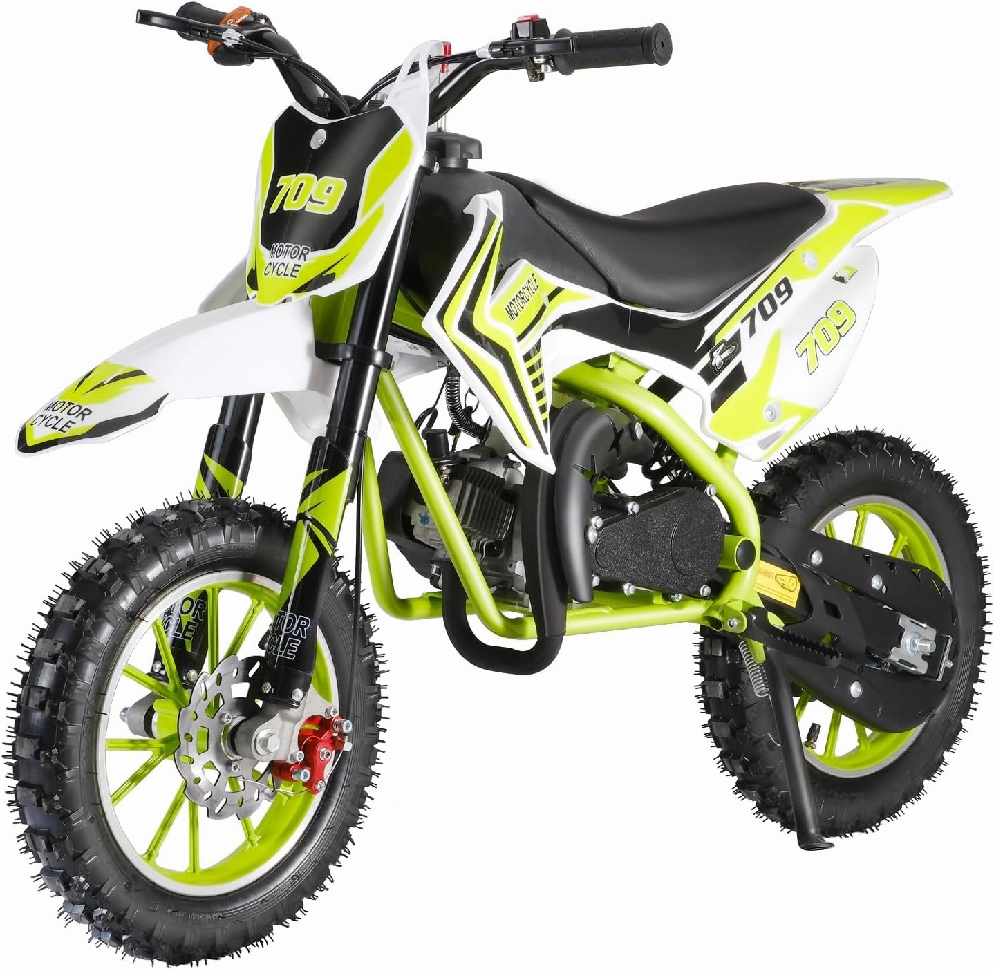 49CC 2-Stroke Kids Dirt Bike, Off Road Dirt Bike for Kids, Upgraded Gas Motocycle, Pocket Rocket Mini Dirtbike, Mini Motorcycle Shock Absorption Springs, Gas Power Motocross Max Load 330Lbs