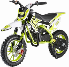 49CC 2-Stroke Kids Dirt Bike, Off Road Dirt Bike for Kids, Upgraded Gas Motocycle, Pocket Rocket Mini Dirtbike, Mini Motorcycle Shock Absorption Springs, Gas Power Motocross Max Load 330Lbs