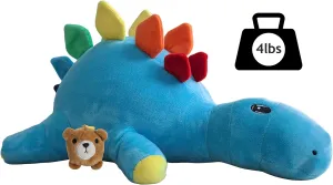 4lbs Weighted Plush Dinosaur Super Soft Sensory 21inch Dino Stuffed Animal Comforting Throw Pillow Toy for Boys and Girls Kids Gifts - Blue Dino