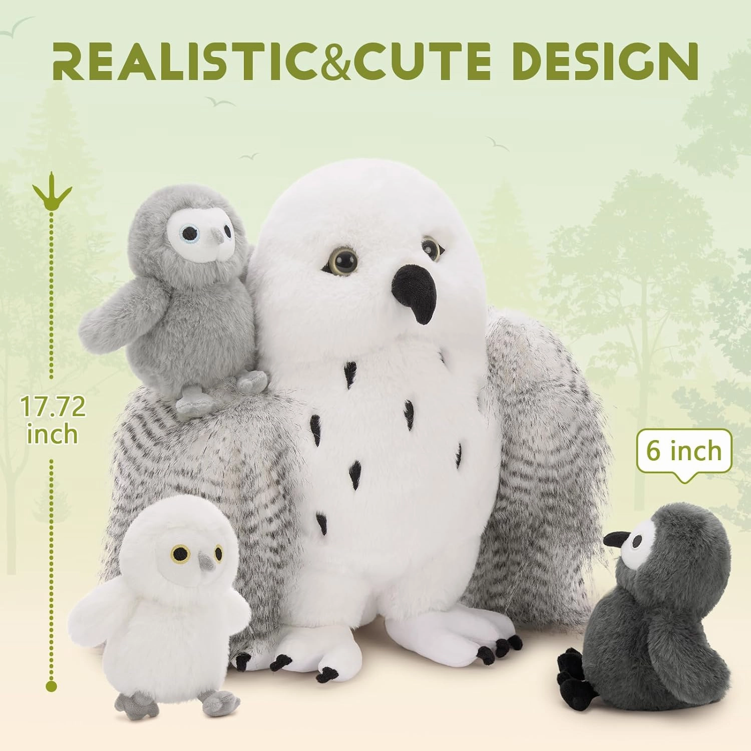 4Pcs Owl Plush Set, Giant Mother Owl Stuffed Animal with 3 Baby Owls Inside, 18" Cute Stuffed Owl for Girls Boys Kids, Soft Owl Plushie Gift for Christmas Birthday Baby Shower