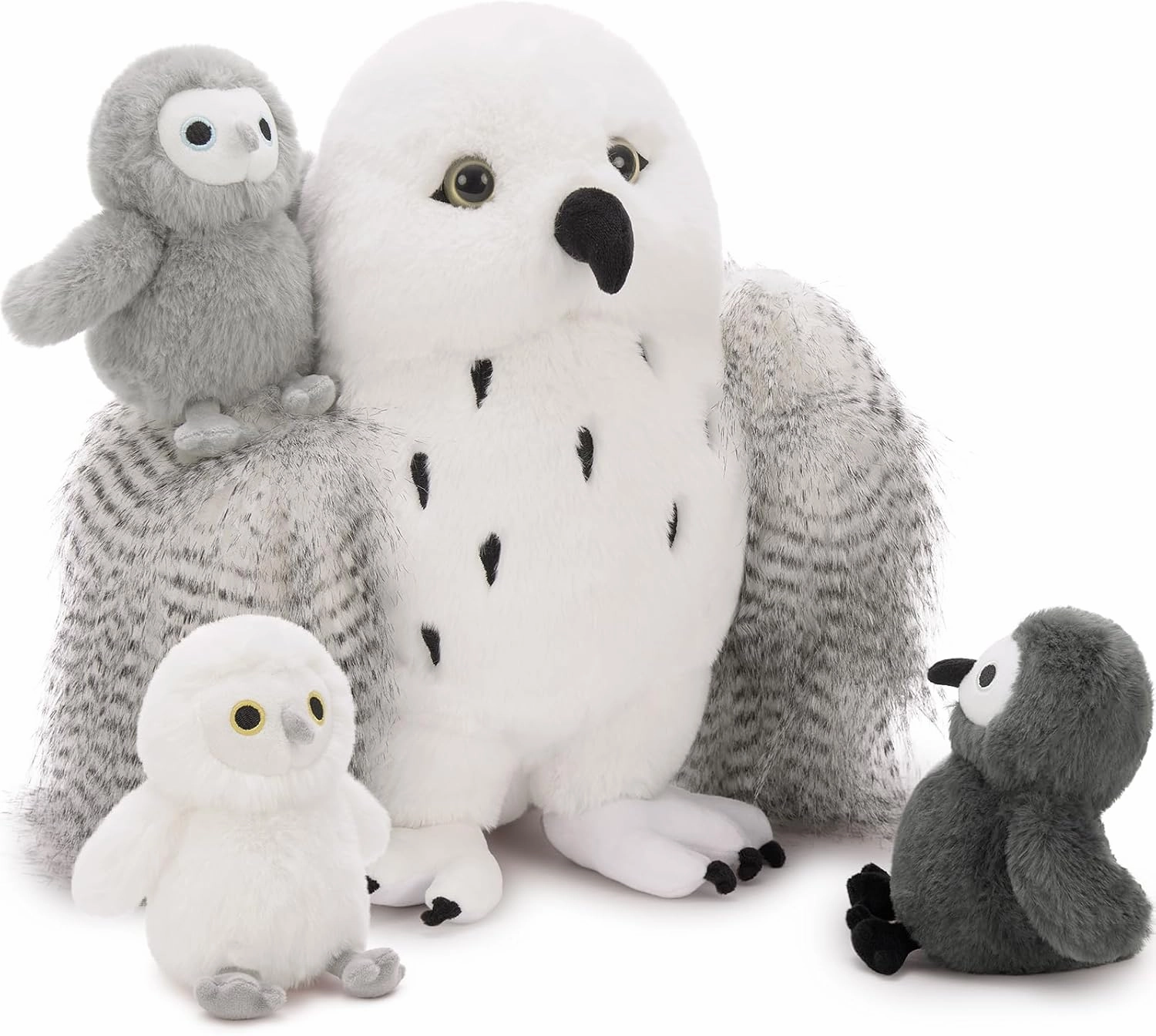 4Pcs Owl Plush Set, Giant Mother Owl Stuffed Animal with 3 Baby Owls Inside, 18" Cute Stuffed Owl for Girls Boys Kids, Soft Owl Plushie Gift for Christmas Birthday Baby Shower
