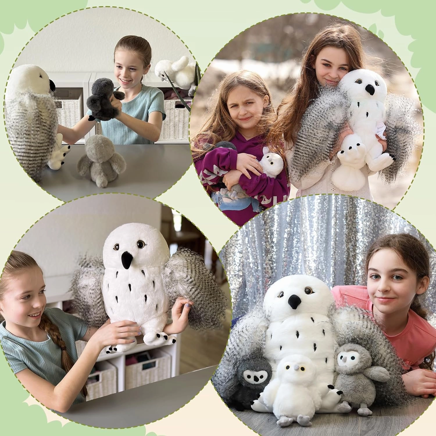 4Pcs Owl Plush Set, Giant Mother Owl Stuffed Animal with 3 Baby Owls Inside, 18" Cute Stuffed Owl for Girls Boys Kids, Soft Owl Plushie Gift for Christmas Birthday Baby Shower