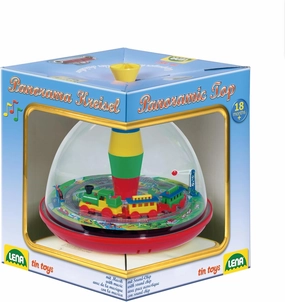 52120 tin Toys Panorama Ø19 cm, Plastic Humming, Classical Pump Mechanism, Musical Locomotive, Stand, Spinning top for Children from 18 Months, Colourful