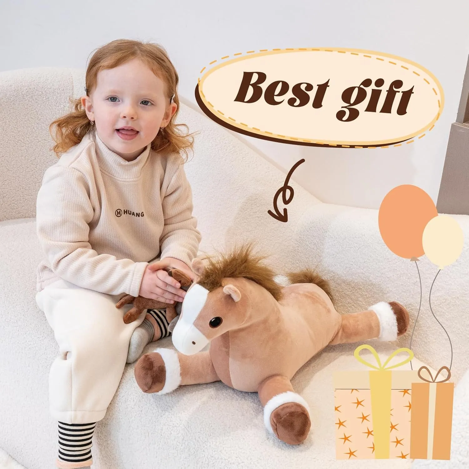 5Pcs Horse Stuffed Animal, Large Mommy Horse Stuffed Animal with Babies Inside, Weighted Stuffed Animals, Soft Farm Plush Toy for Boys, Girls on Birthday Children's Day Christmas(19.5" 3.3lbs)