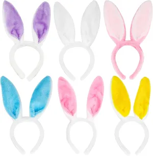 6 Pack Bunny Ears Headbands - Plush Easter Cute Rabbit Ears Headbands for Party Favor and Costume Decoration for Women Girls Boys Men