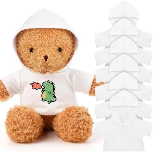 6 Pcs Sublimation Blank Stffed Animal Shirt Hoodies for 8-12 Inch Plush Bear Perfect for DIY Stuffed Doll Outfit