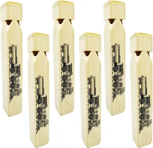 6 PCS-Wooden Train Whistle Musical Toy for Kids (4 Tone)