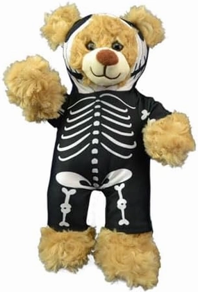 6-10 Inch Skeleton Plush Toy with Removable Wicked Witch Costume – Soft Stuffed Animal for Kids Years Halloween-Themed Plushie with Dress-Up Outfit