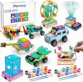 9 in 1 STEM Kits for Kids 8-10-12, Toys for Ages 8-13, Gifts for 8 9 10 11 12 13 Year Old Boys and Girls, Arts and Crafts, Wooden 3D Puzzles, STEM Projects, Science Educational Building Kits