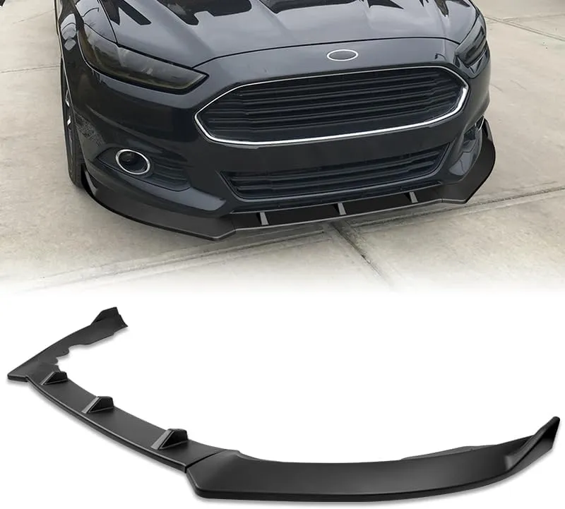 9pcs Combo Front Bumper Body Kit Lip   Side Skirt Extensions Diffuser Compatible with 2013-2016 Ford Fusion/Mondeo 2014 2015 (Unpainted Black)